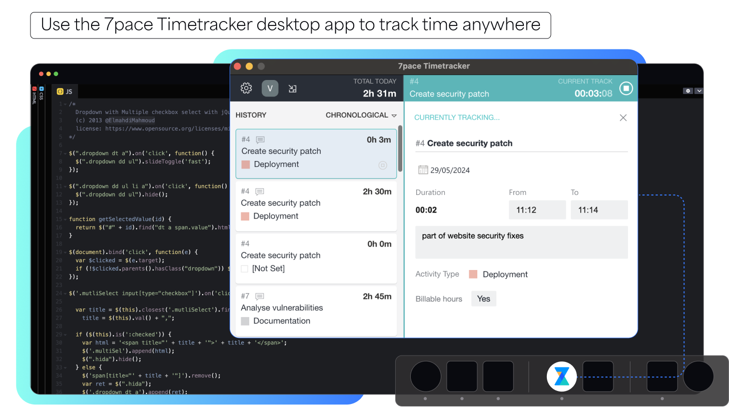 Use the 7pace Timetracker desktop app to track time anywhere